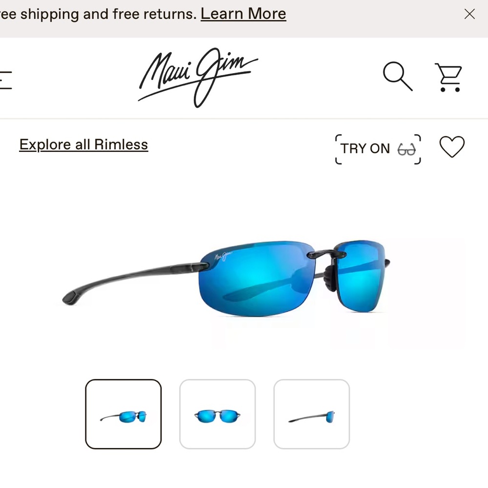 Maui Jim Blue Rimless Sunglasses